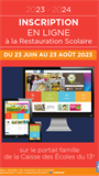 Inscriptions restauration scolaire 2023-2024
