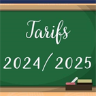 Tarifs en vigueur