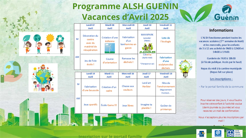 Programme ALSH vacances d'avril 2025