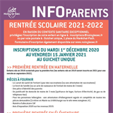 Inscriptions : rentrée scolaire 2021-2022 Inscriptions : rentrée scolaire 2021-2022