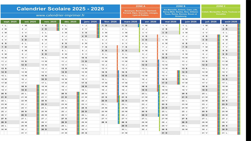 Calendrier inscriptions vacances scolaires