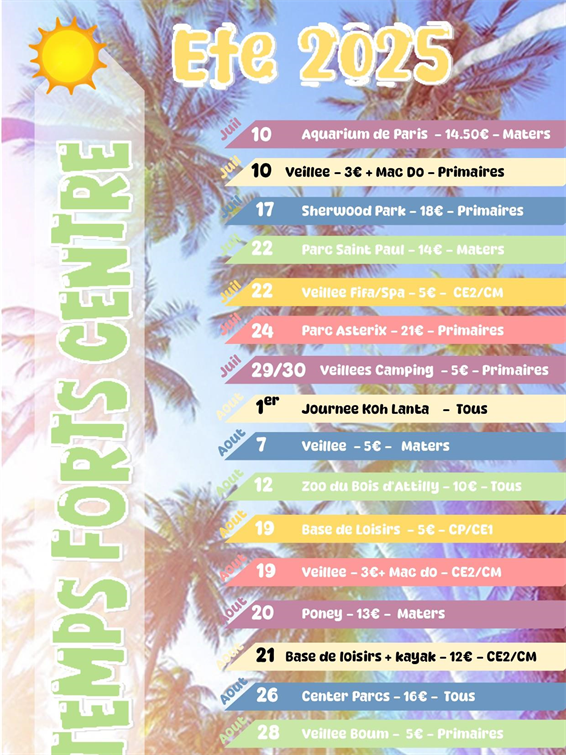 Programme Temps forts  centre Ete 2025