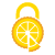 <logo tarte au citron : verrou symbolisant tranche de citron jaune 